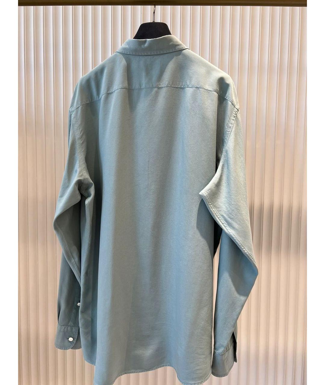 ZEGNA Голубая шелковая кэжуал рубашка, фото 2