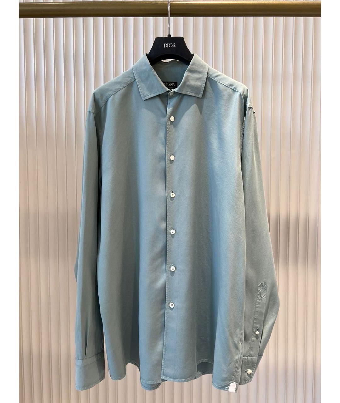 ZEGNA Голубая шелковая кэжуал рубашка, фото 9
