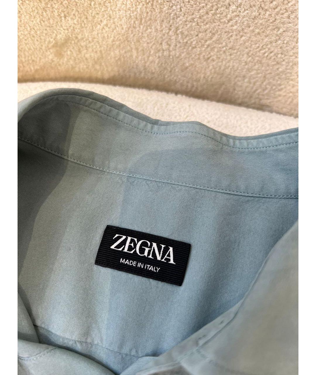 ZEGNA Голубая шелковая кэжуал рубашка, фото 4