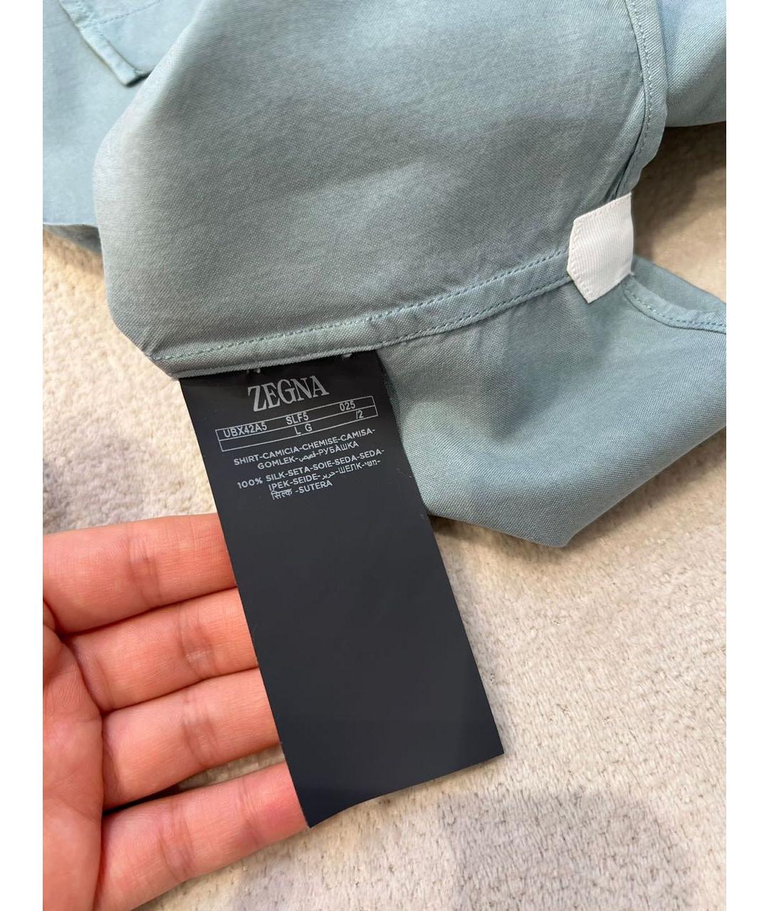 ZEGNA Голубая шелковая кэжуал рубашка, фото 8