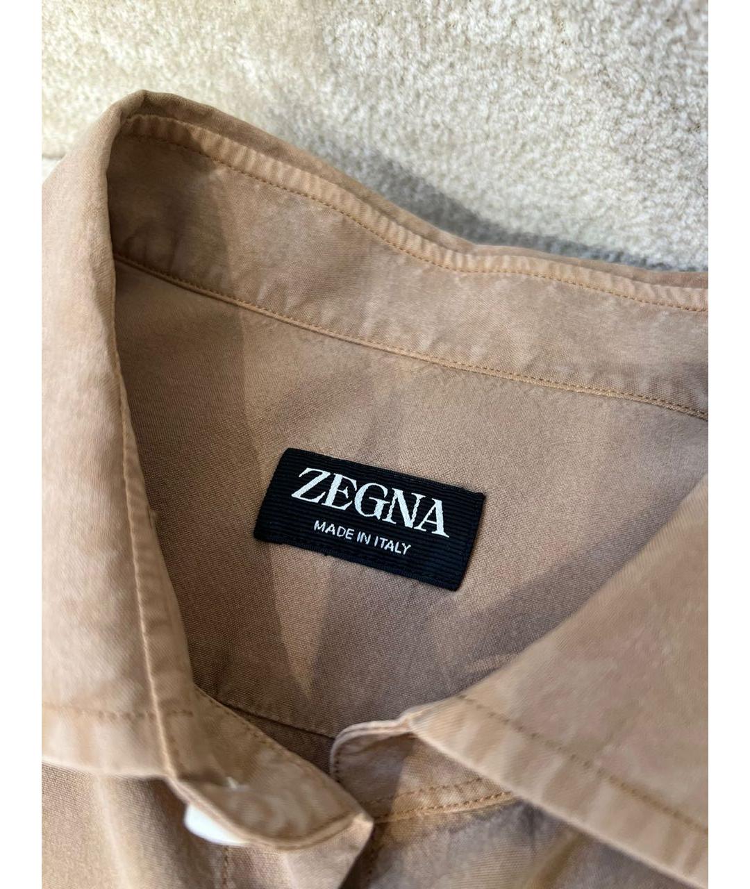 ZEGNA Бежевая шелковая кэжуал рубашка, фото 4