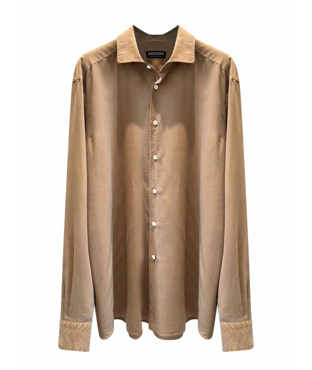 ZEGNA Бежевая шелковая кэжуал рубашка, фото 1