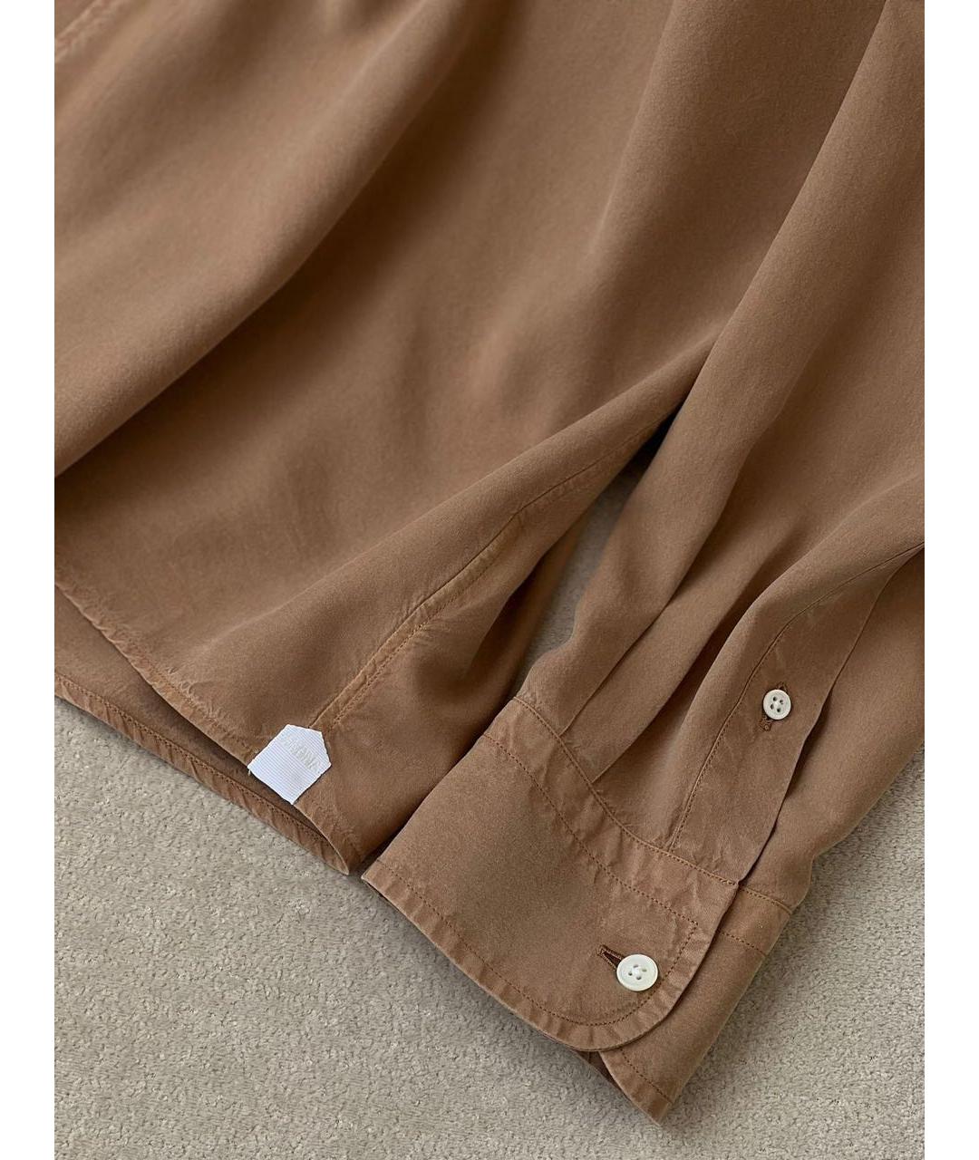 ZEGNA Бежевая шелковая кэжуал рубашка, фото 3