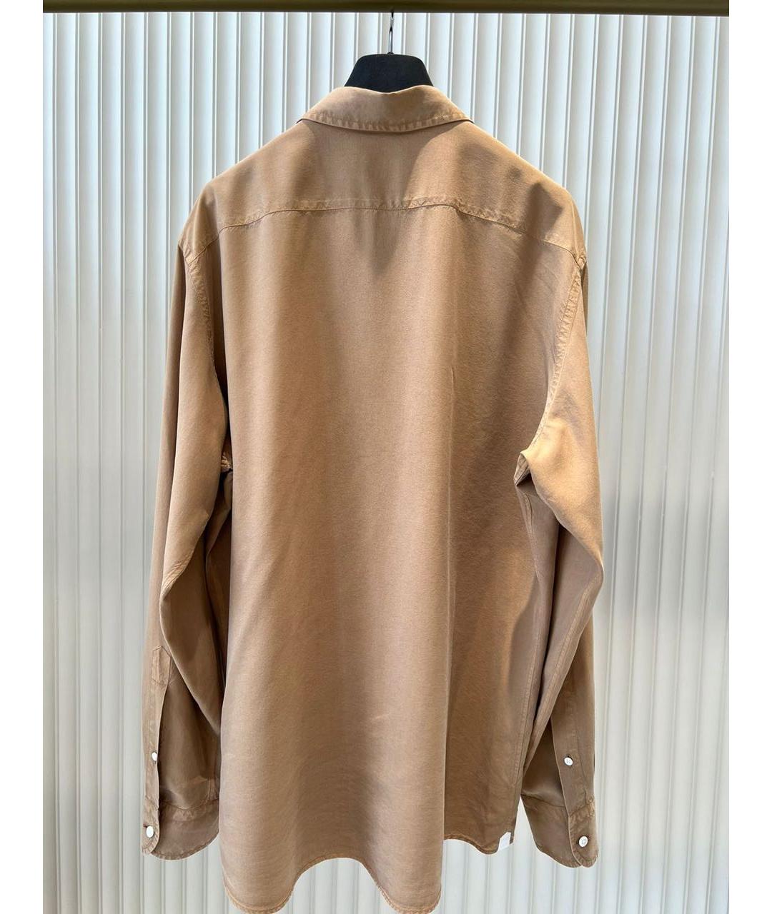 ZEGNA Бежевая шелковая кэжуал рубашка, фото 2