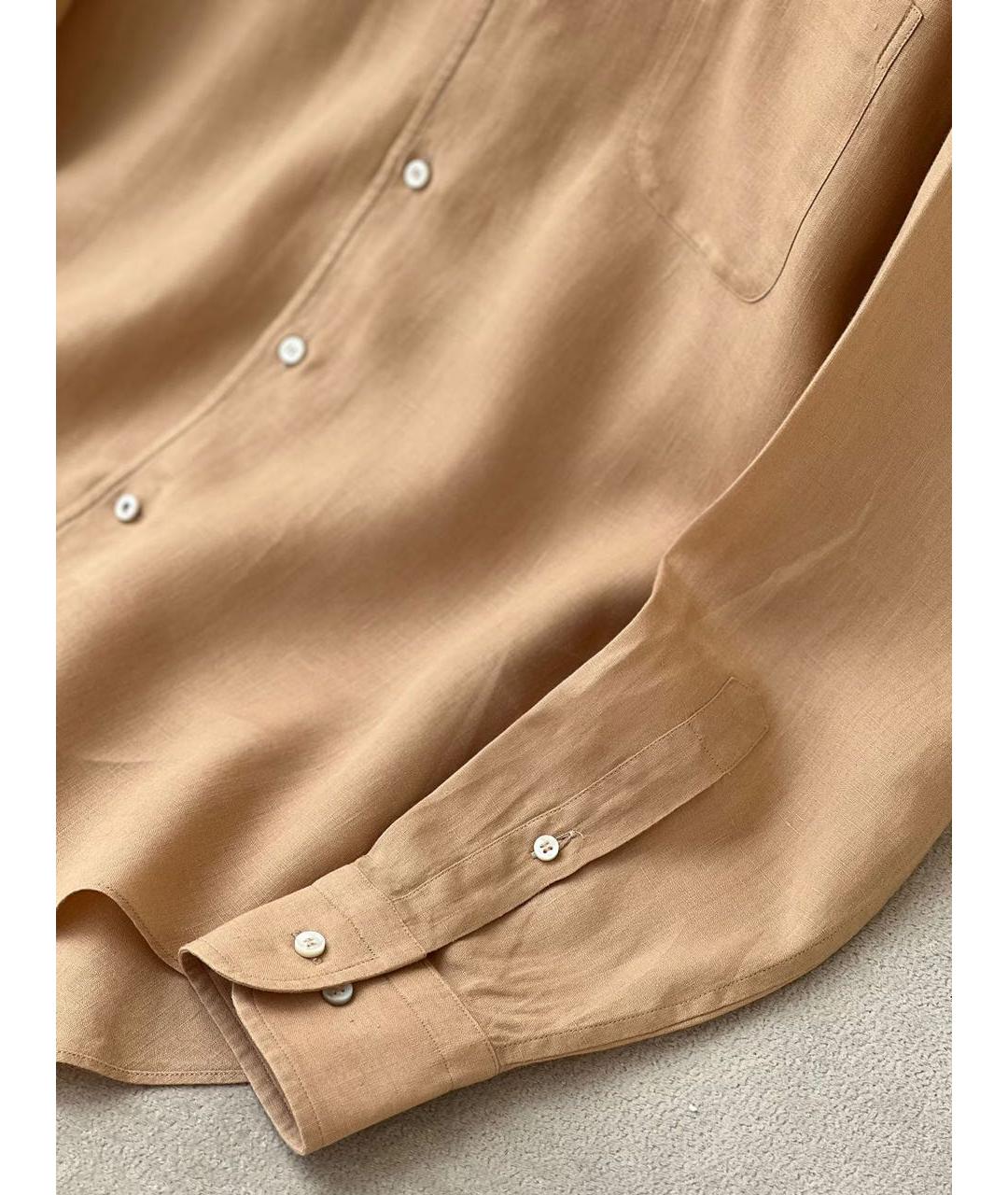 LORO PIANA Бежевая льняная кэжуал рубашка, фото 4