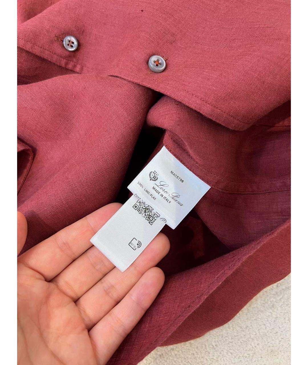 LORO PIANA Красная льняная кэжуал рубашка, фото 5