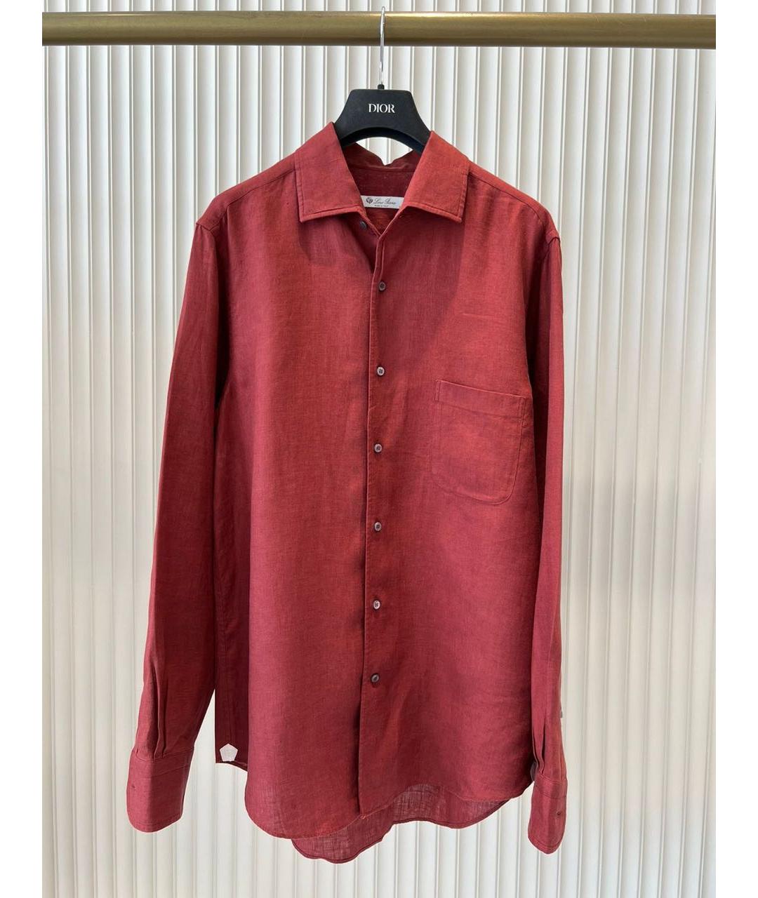 LORO PIANA Красная льняная кэжуал рубашка, фото 9