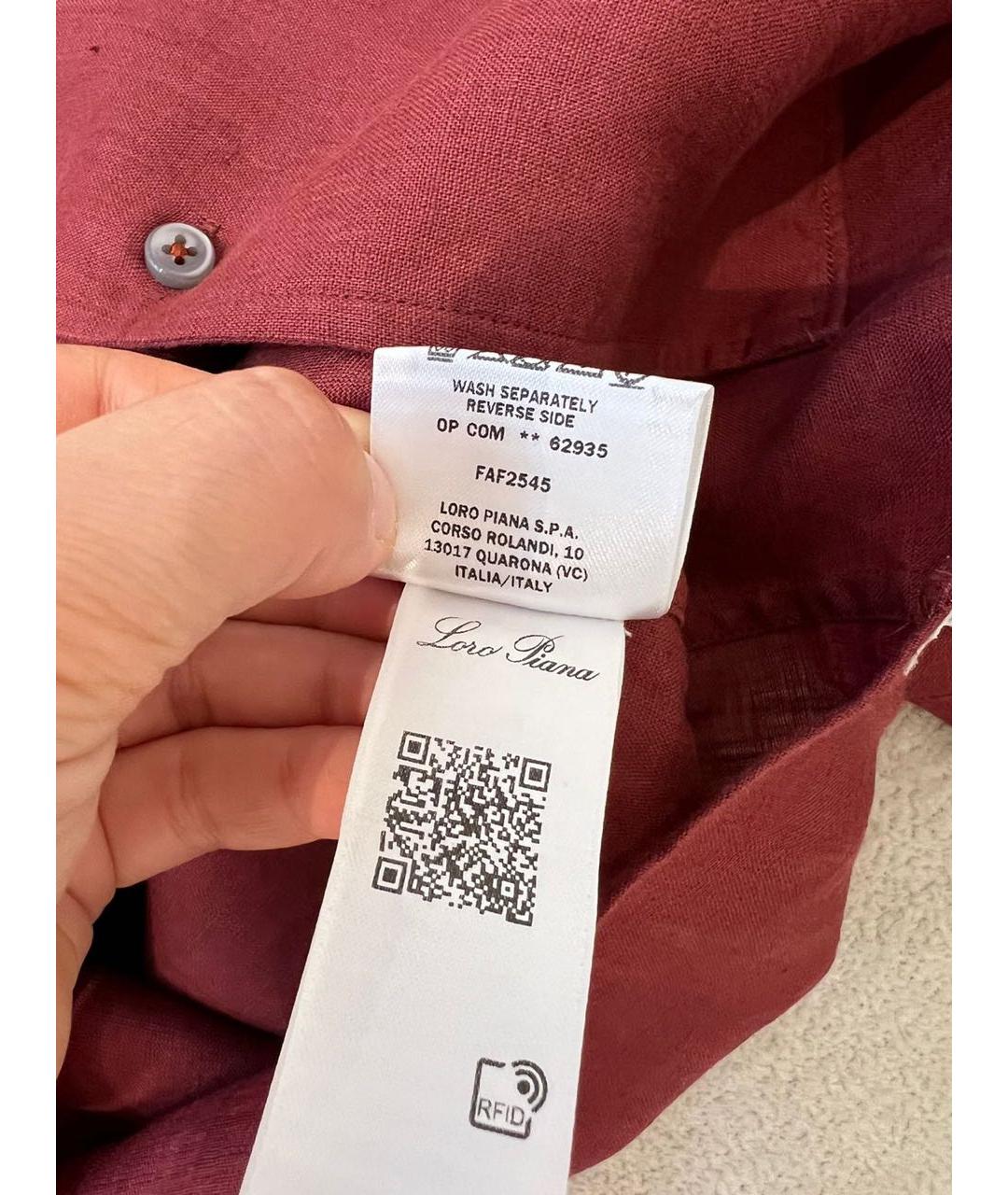 LORO PIANA Красная льняная кэжуал рубашка, фото 6