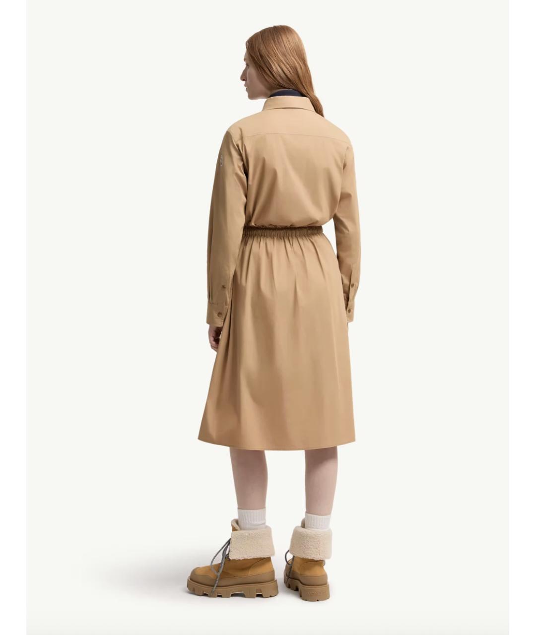 MONCLER Бежевое хлопковое повседневное платье, фото 3