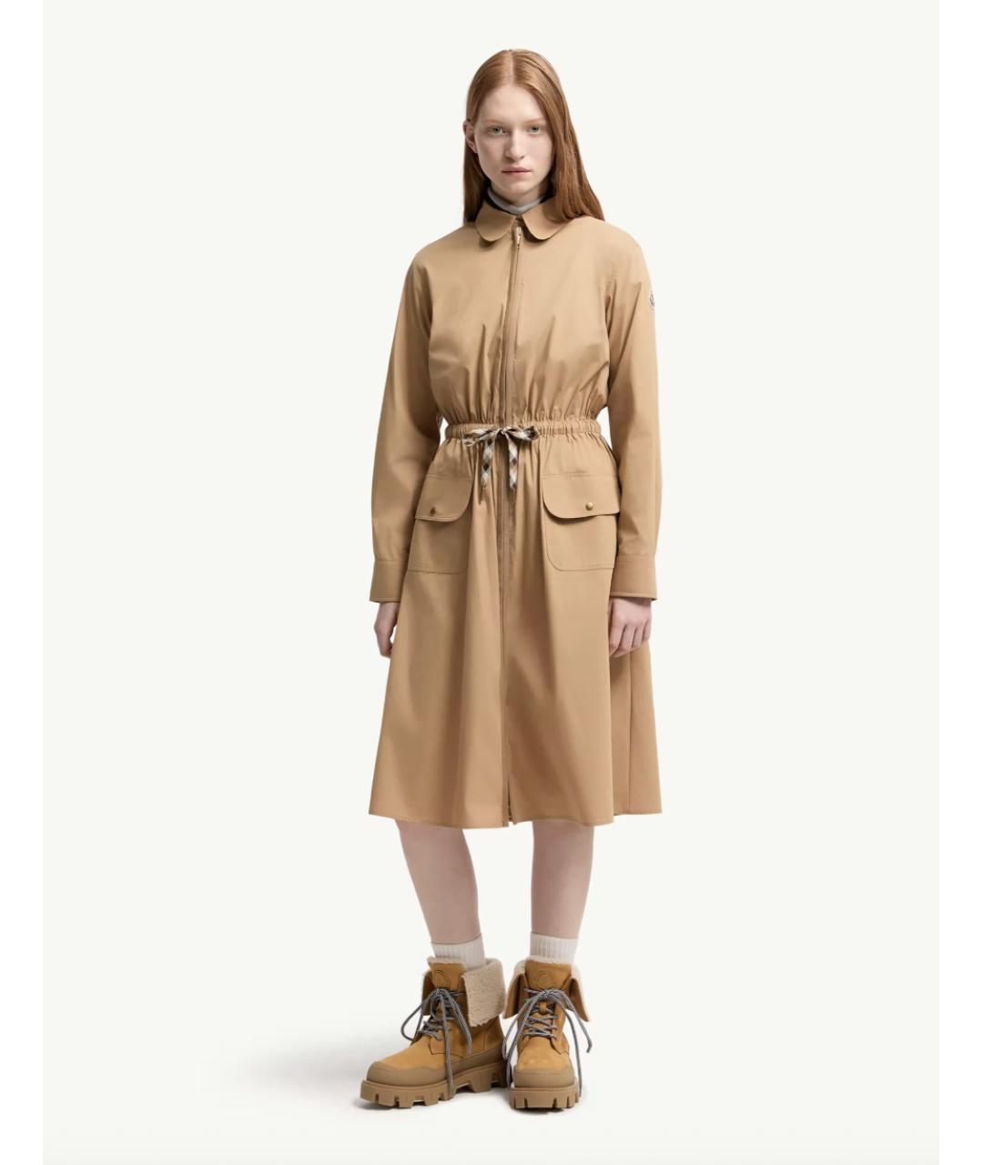 MONCLER Бежевое хлопковое повседневное платье, фото 2
