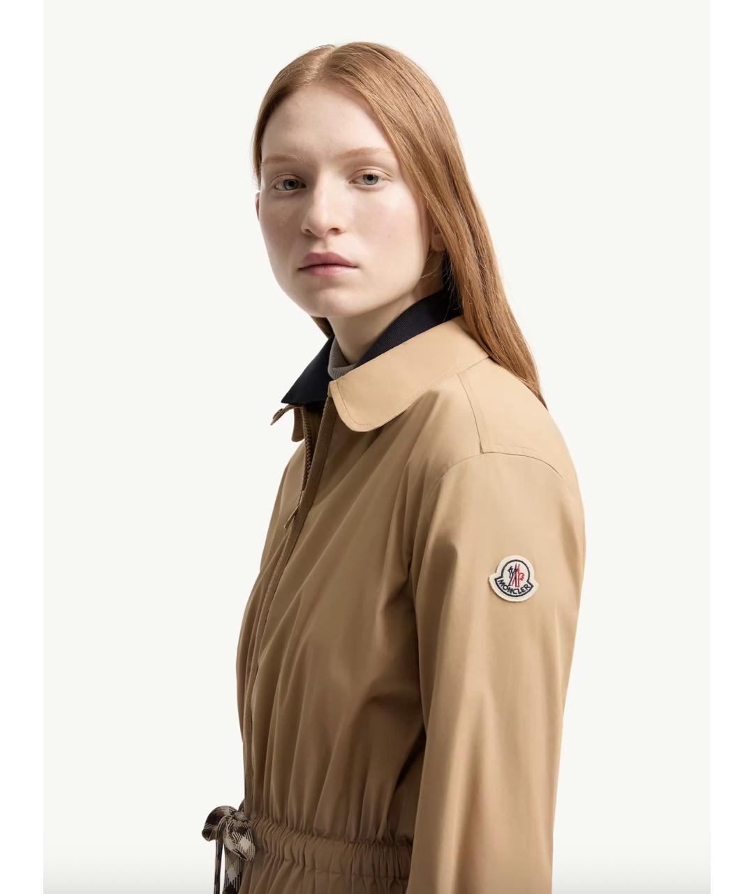 MONCLER Бежевое хлопковое повседневное платье, фото 5