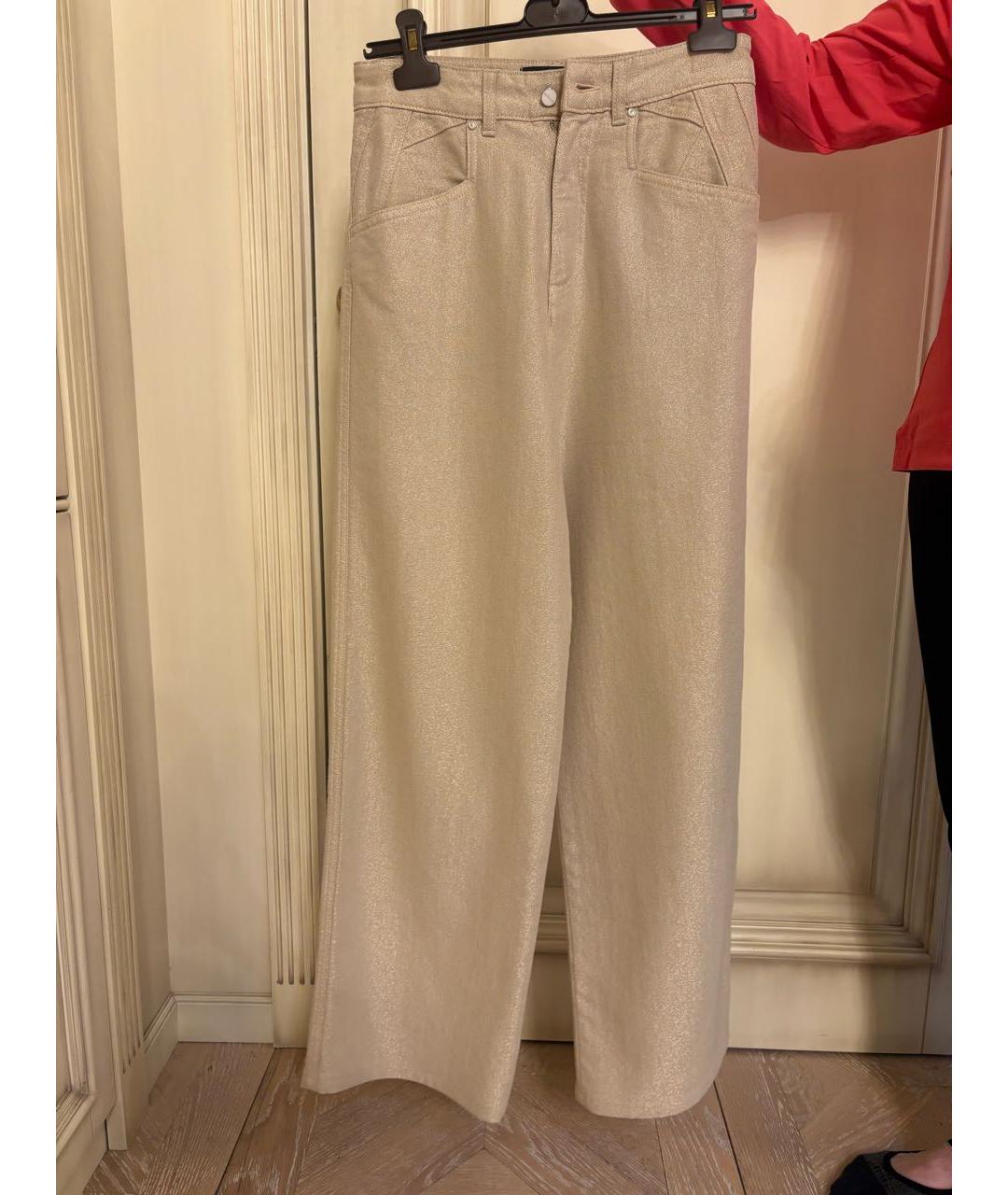 KITON Золотые хлопковые прямые джинсы, фото 6