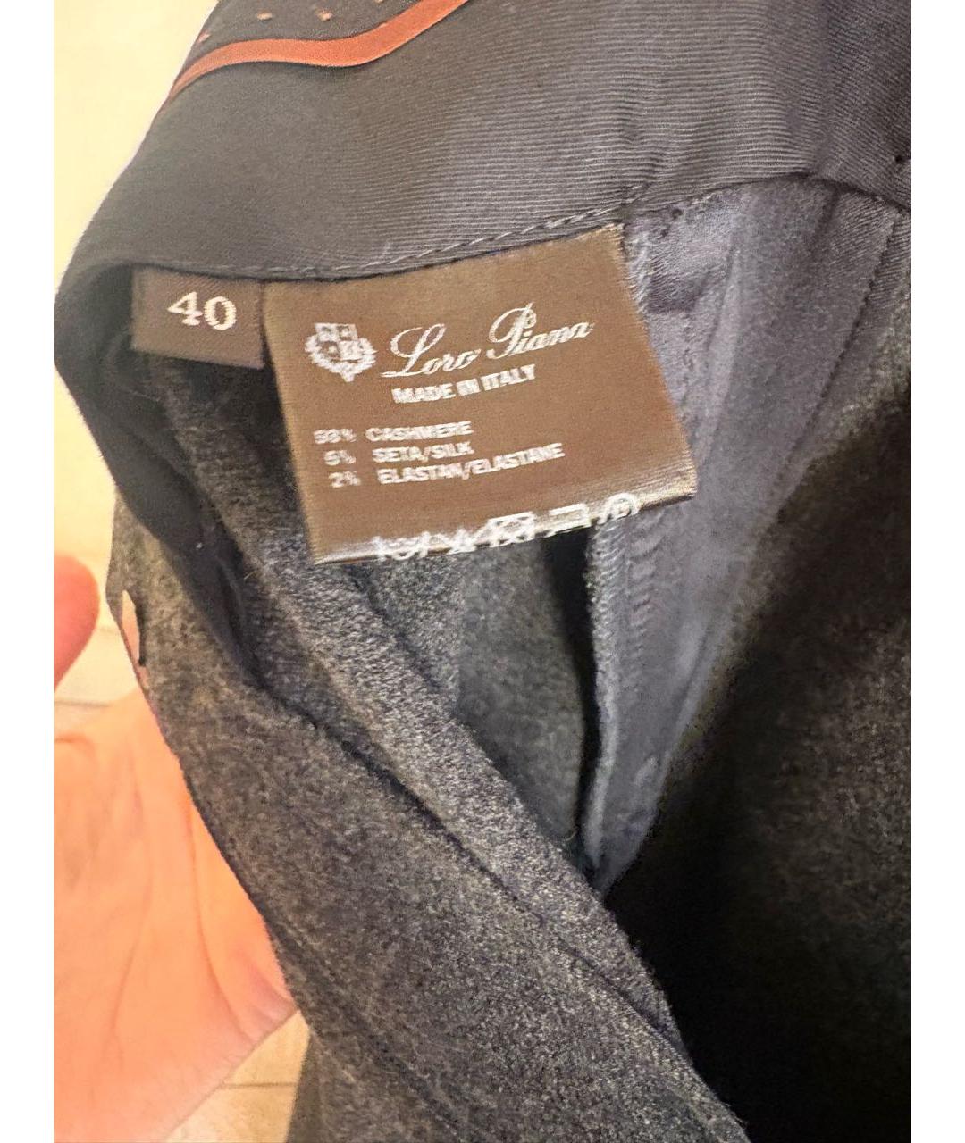 LORO PIANA Антрацитовые кашемировые прямые брюки, фото 4