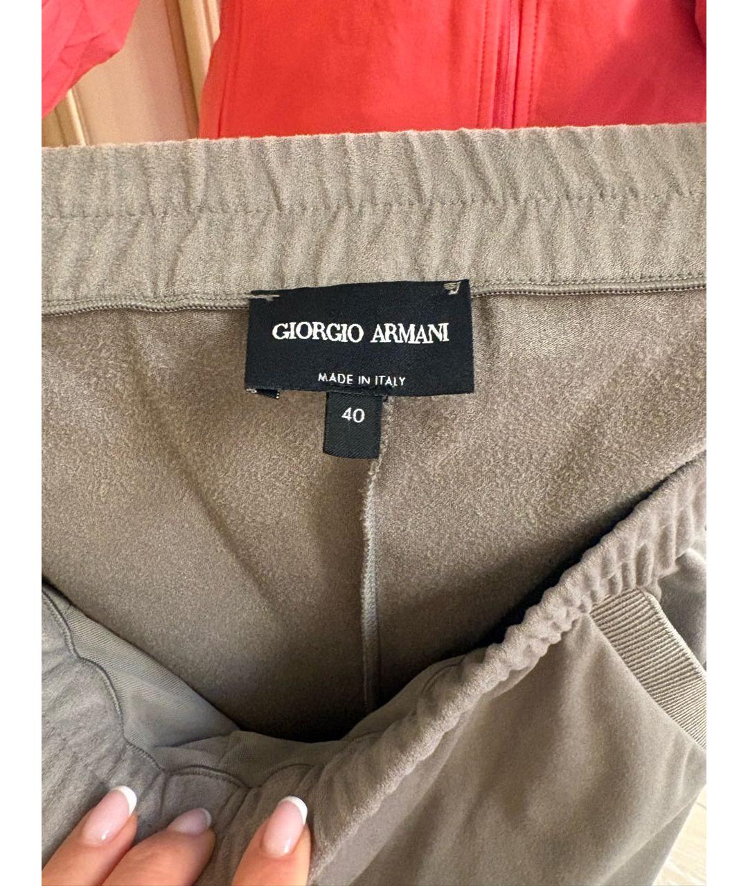 GIORGIO ARMANI Бежевые полиэстеровые прямые брюки, фото 3