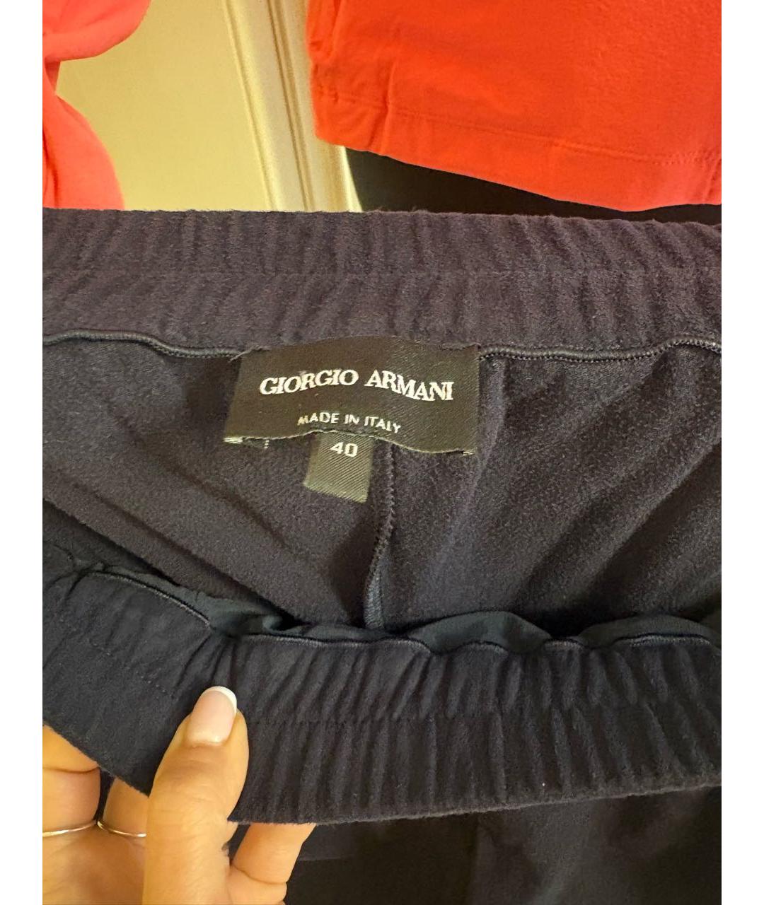 GIORGIO ARMANI Черные полиэстеровые прямые брюки, фото 3