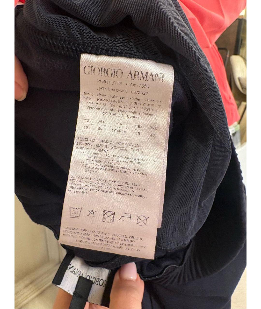 GIORGIO ARMANI Черные полиэстеровые прямые брюки, фото 4