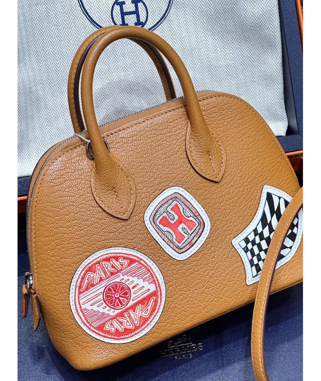HERMES Оранжевая замшевая сумка через плечо, фото 4