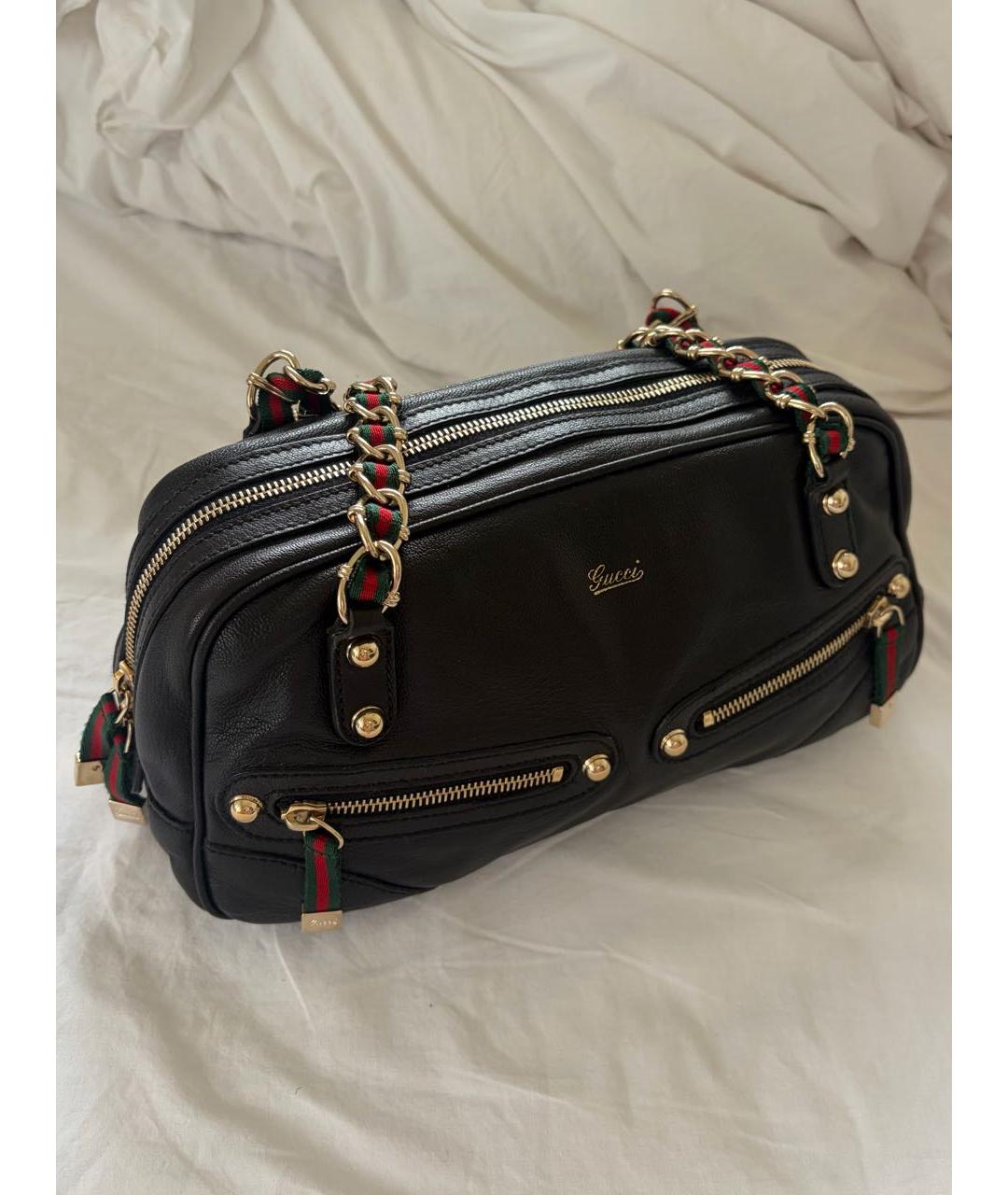 GUCCI Черная кожаная сумка через плечо, фото 2