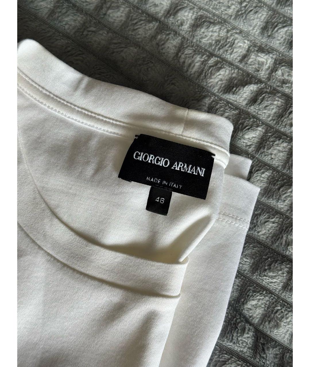 GIORGIO ARMANI Белая хлопковая футболка, фото 4