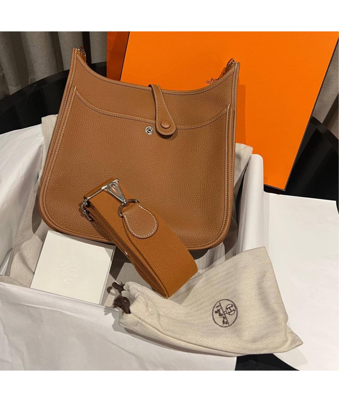 HERMES Коричневая кожаная сумка через плечо, фото 3