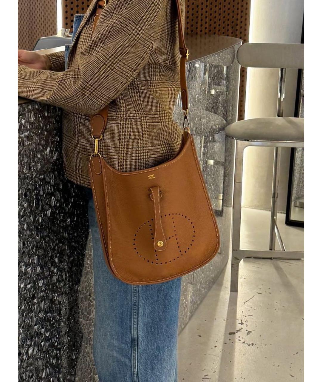HERMES Коричневая кожаная сумка через плечо, фото 4