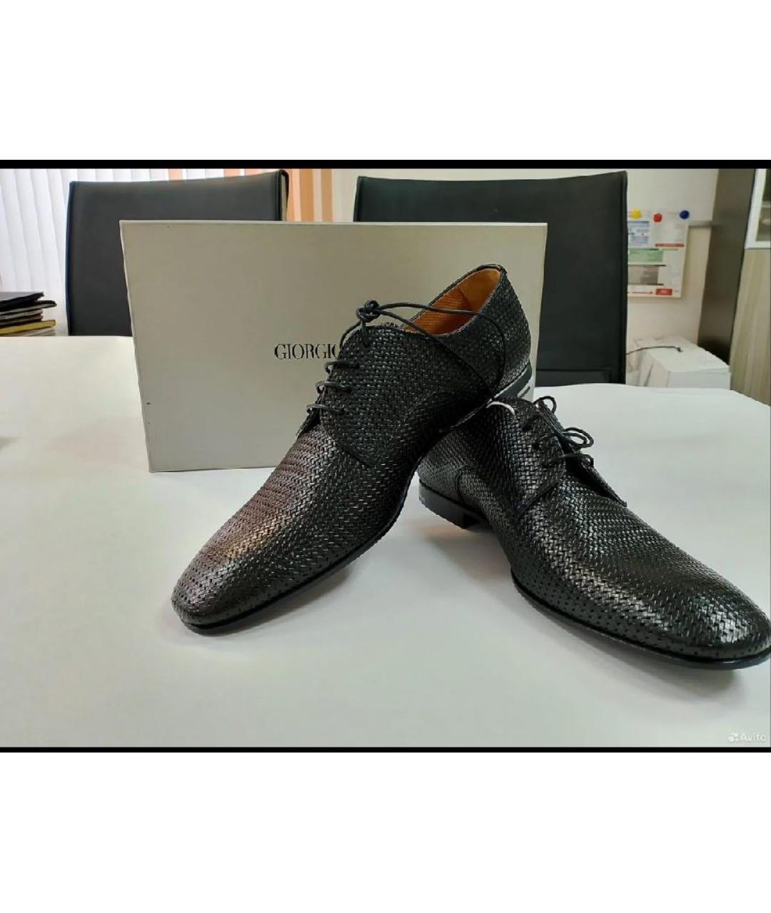 GIORGIO ARMANI Черные кожаные туфли, фото 5