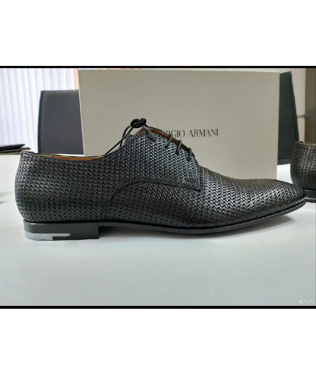 GIORGIO ARMANI Черные кожаные туфли, фото 6