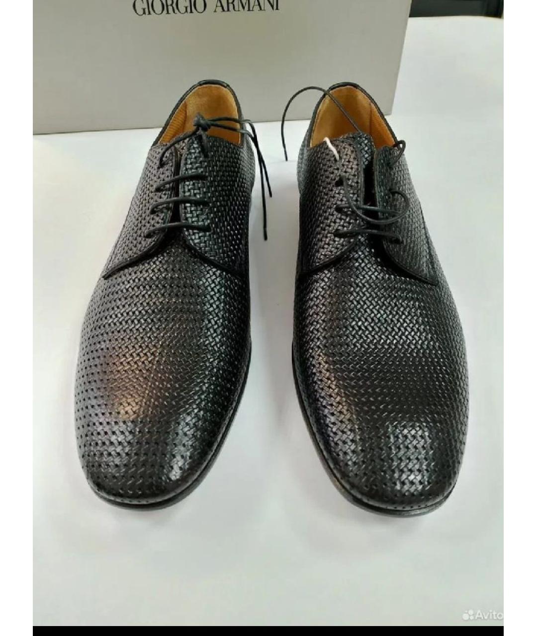GIORGIO ARMANI Черные кожаные туфли, фото 2