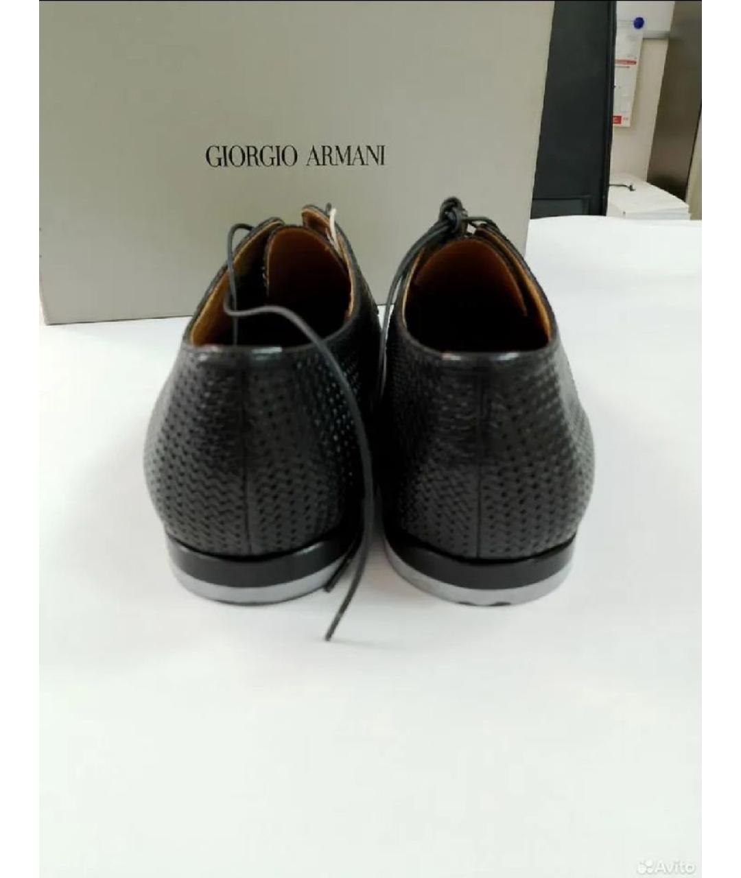 GIORGIO ARMANI Черные кожаные туфли, фото 4