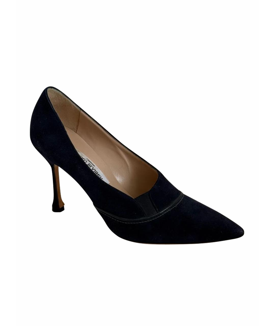 MANOLO BLAHNIK Темно-синие замшевые туфли, фото 1