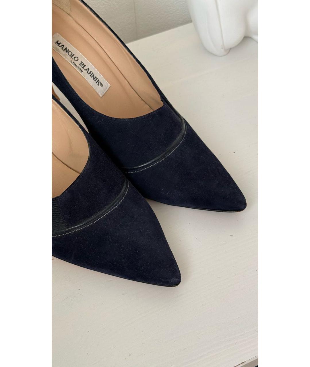 MANOLO BLAHNIK Темно-синие замшевые туфли, фото 2