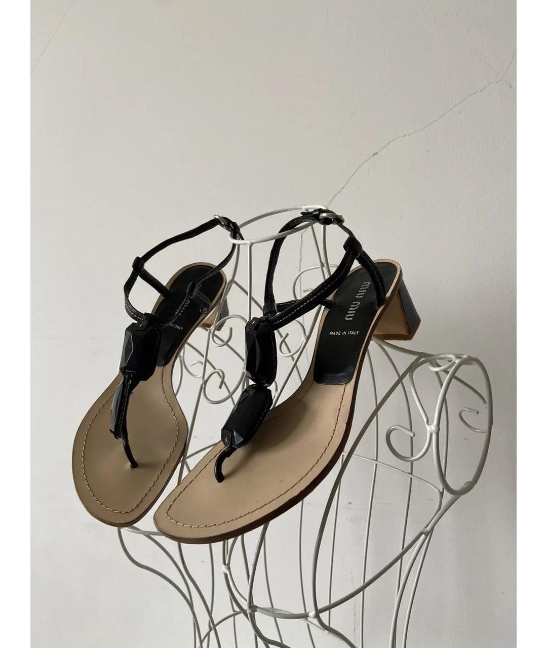 MIU MIU Черные кожаные сандалии, фото 6