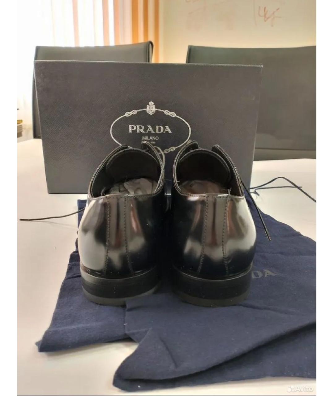 PRADA Черные кожаные туфли, фото 4