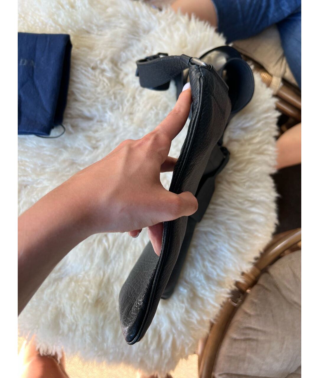 PRADA Черная кожаная сумка тоут, фото 2