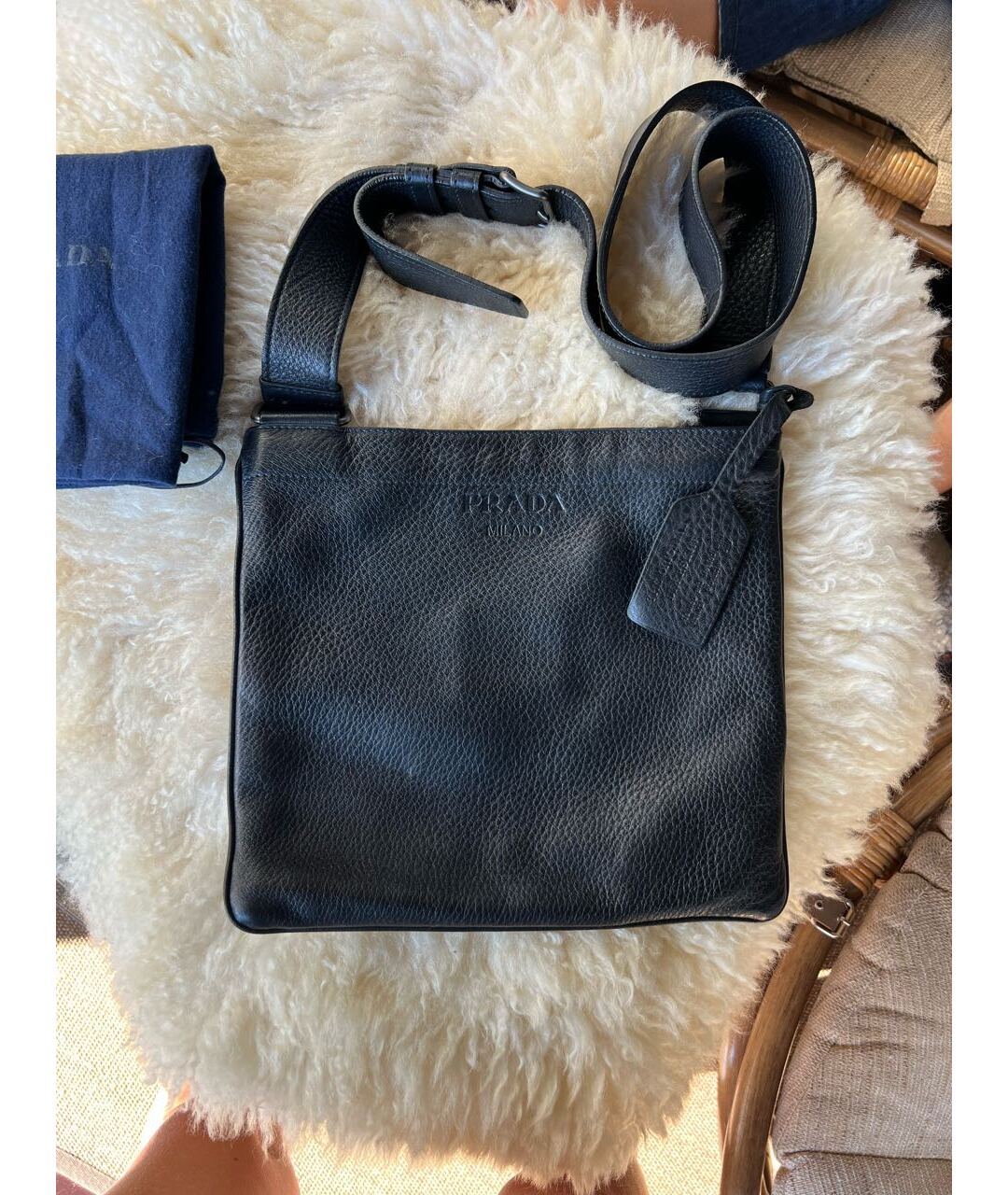 PRADA Черная кожаная сумка тоут, фото 8