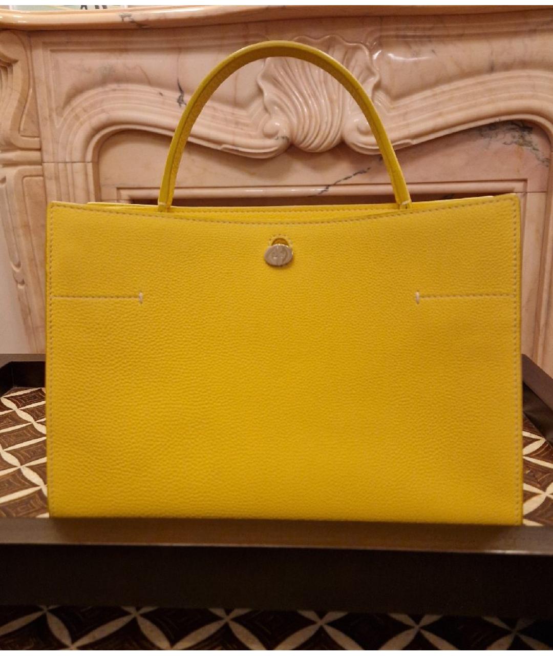 LORO PIANA Желтая кожаная сумка тоут, фото 8
