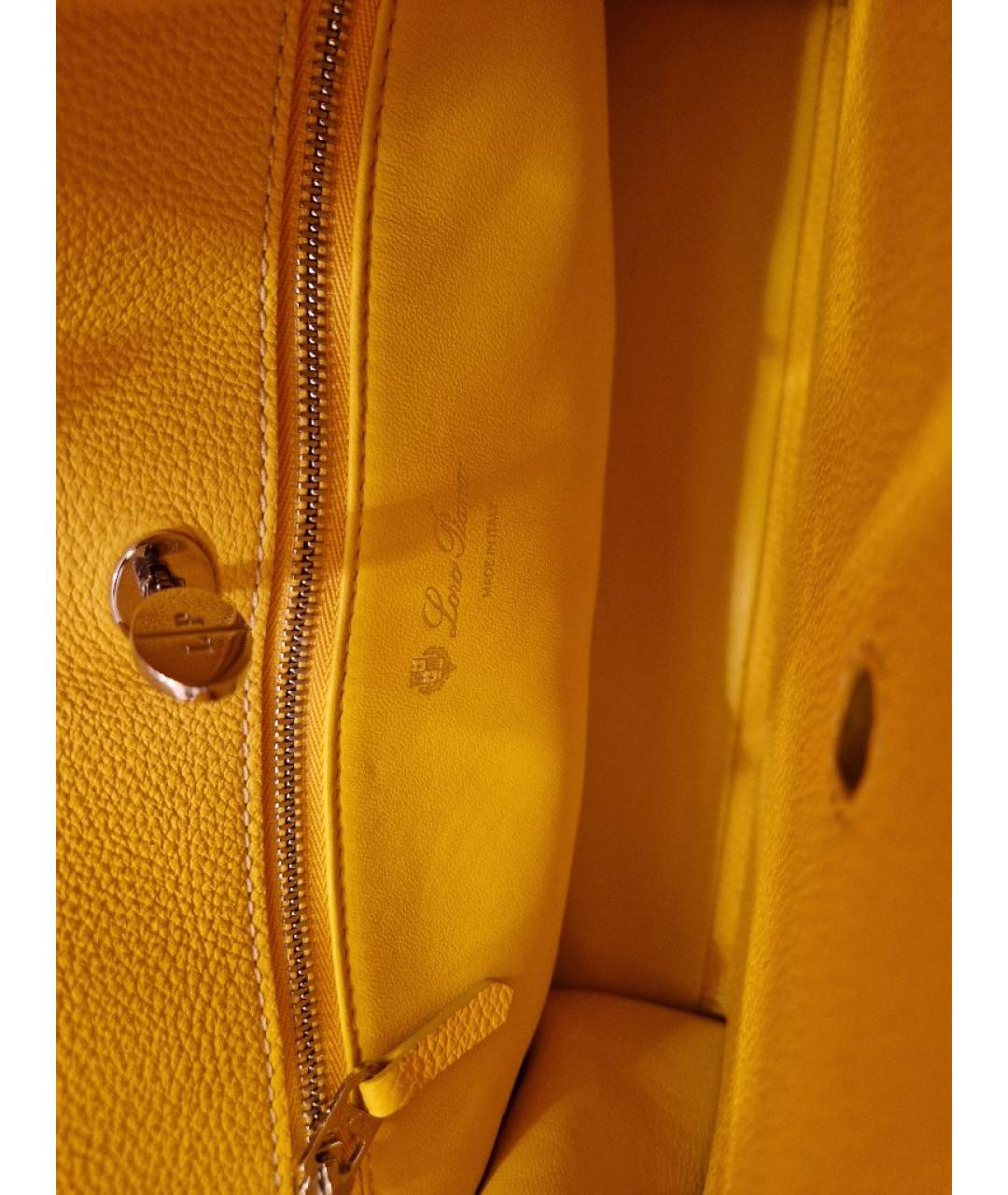 LORO PIANA Желтая кожаная сумка тоут, фото 7