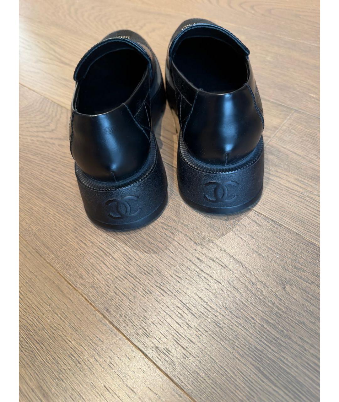 CHANEL Черные кожаные лоферы, фото 4