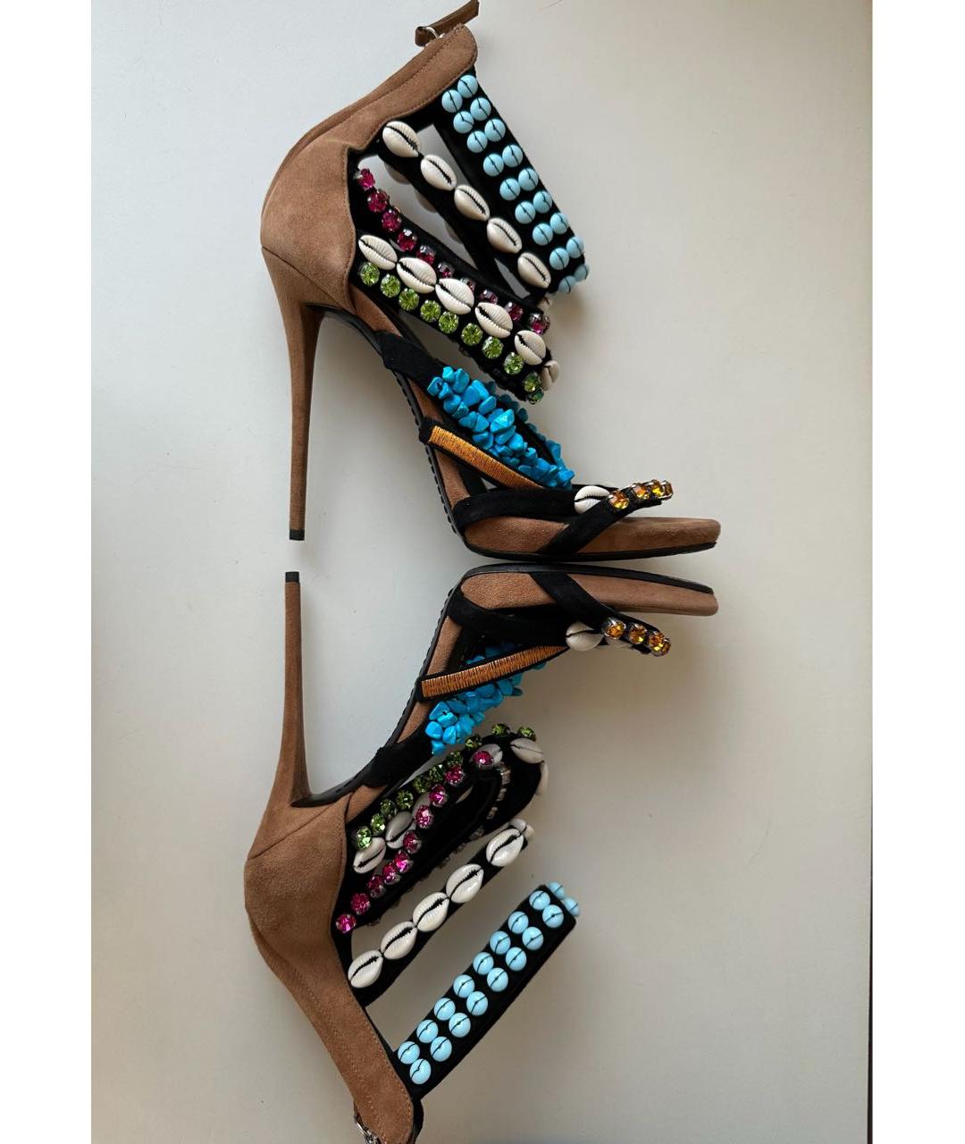GIUSEPPE ZANOTTI DESIGN Коричневые замшевые босоножки, фото 4