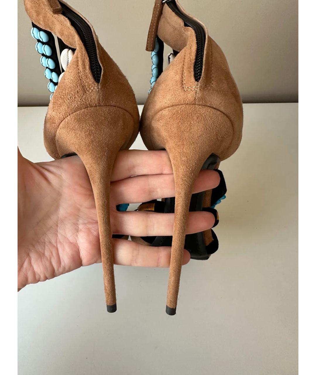 GIUSEPPE ZANOTTI DESIGN Коричневые замшевые босоножки, фото 7