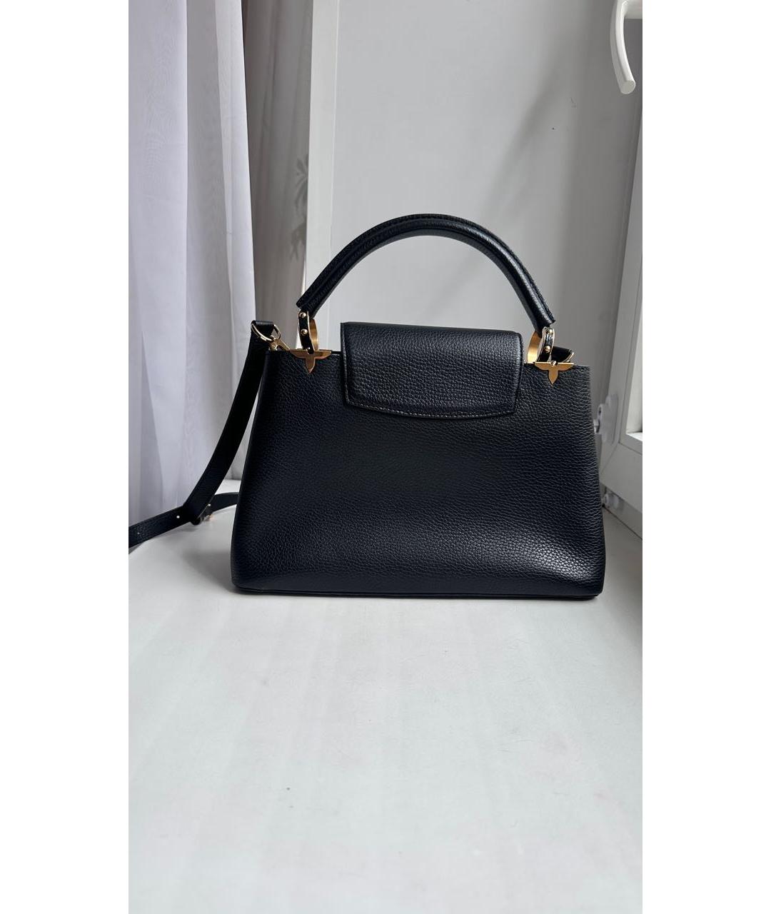 LOUIS VUITTON Черная кожаная сумка с короткими ручками, фото 3