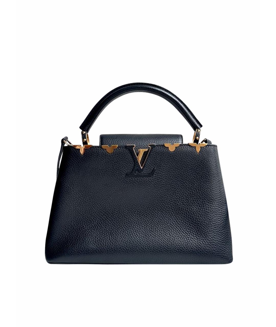 LOUIS VUITTON Черная кожаная сумка с короткими ручками, фото 1