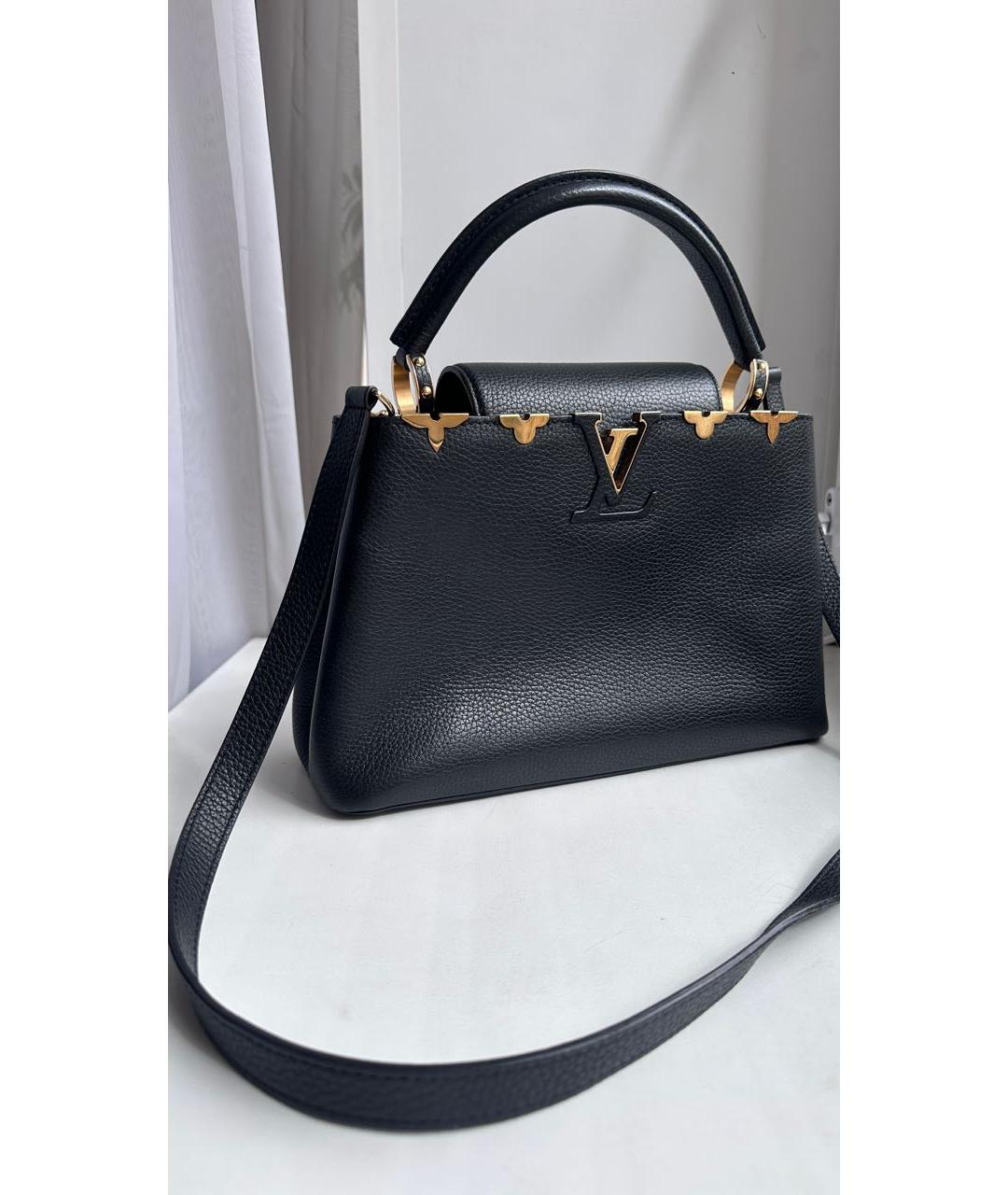 LOUIS VUITTON Черная кожаная сумка с короткими ручками, фото 2