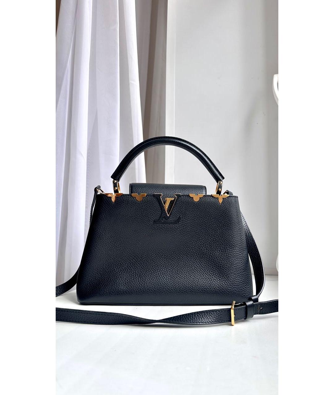 LOUIS VUITTON Черная кожаная сумка с короткими ручками, фото 6