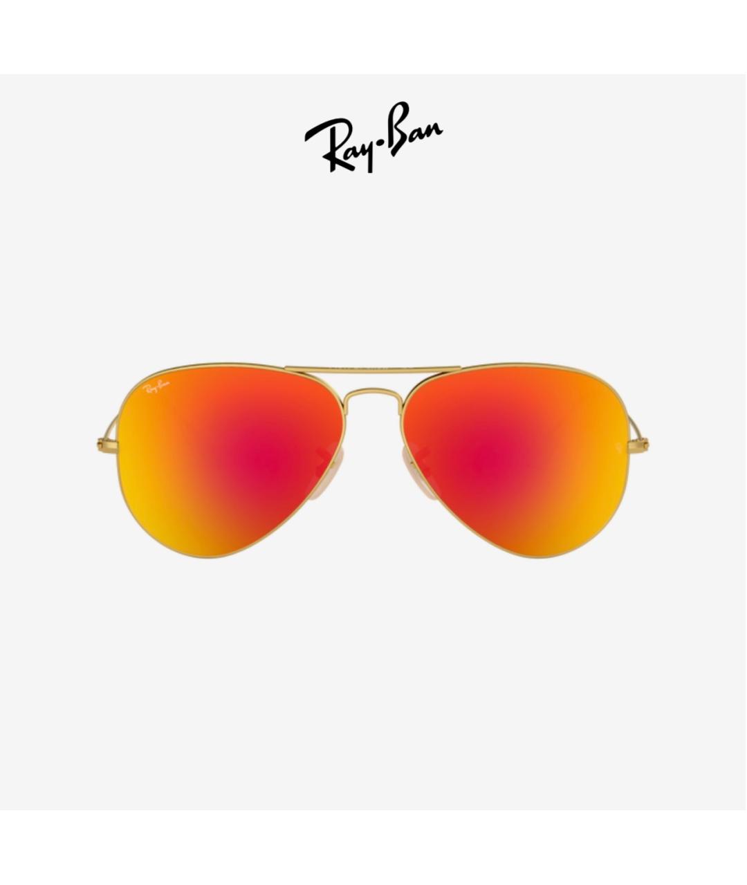 RAY BAN Оранжевые металлические солнцезащитные очки, фото 4