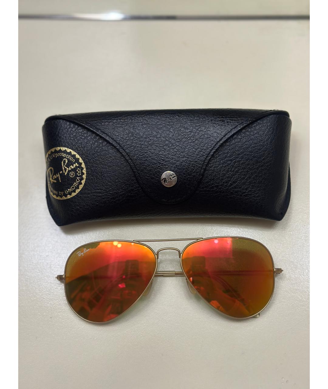 RAY BAN Оранжевые металлические солнцезащитные очки, фото 3