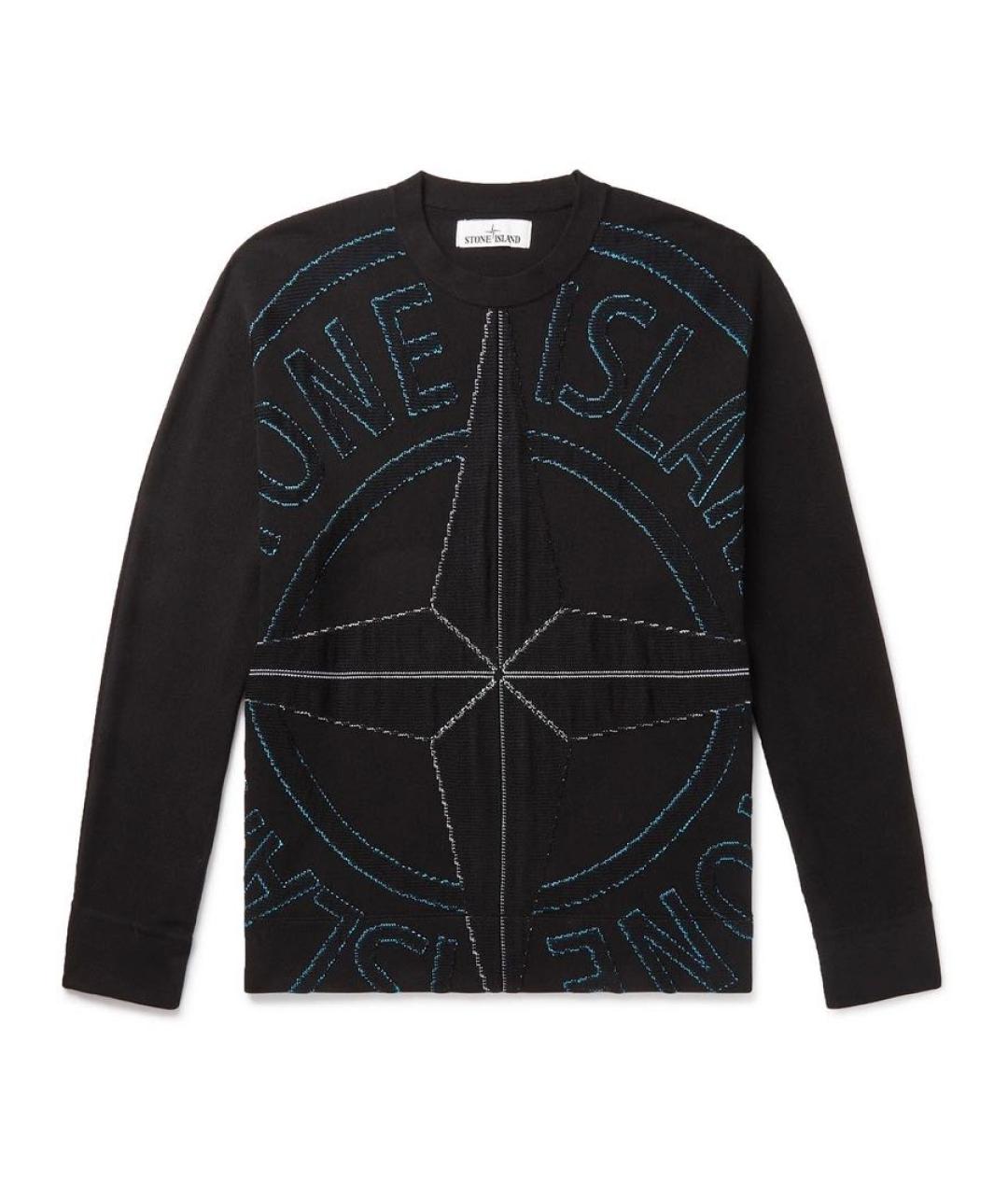 STONE ISLAND Черный хлопковый джемпер / свитер, фото 3