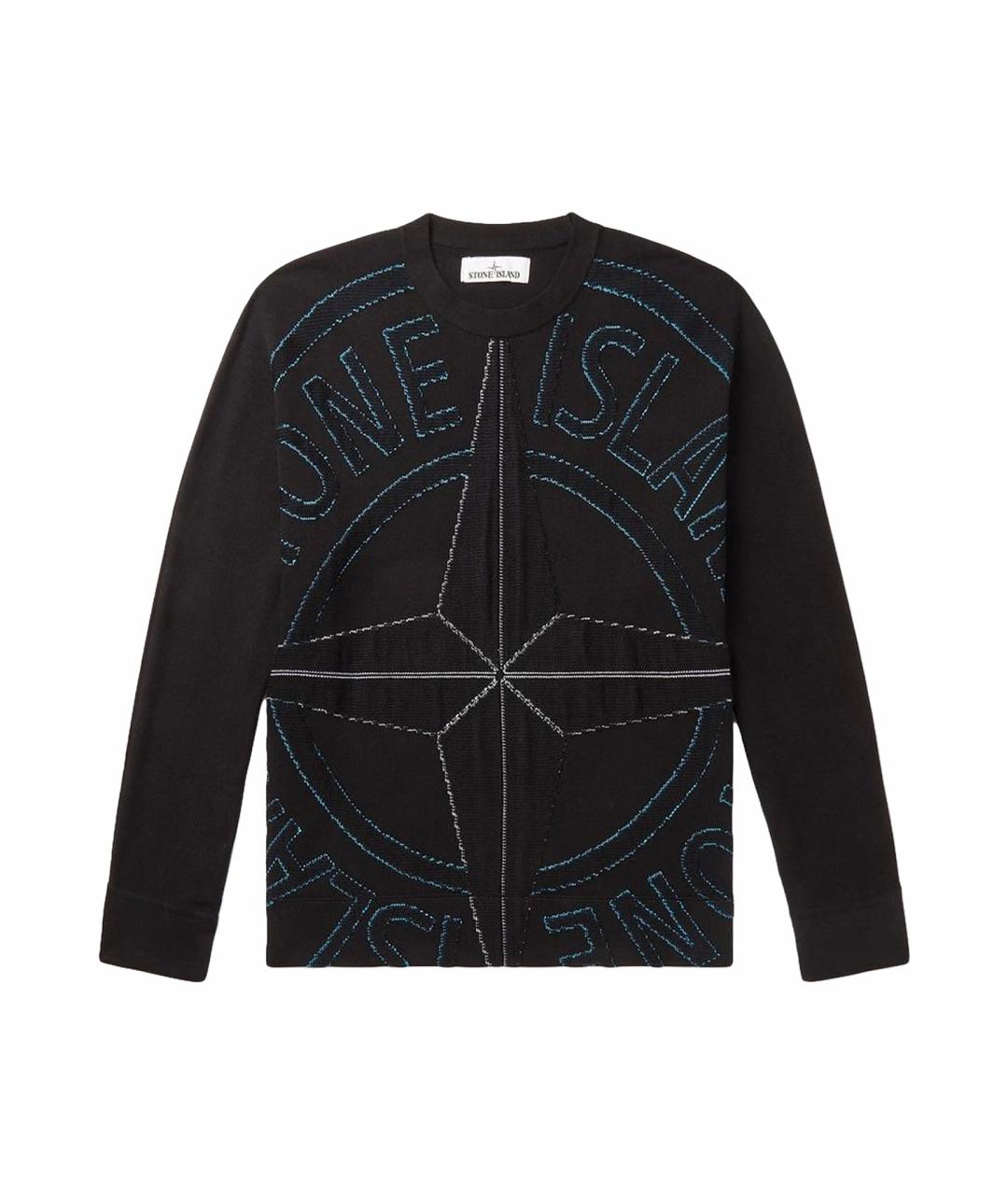 STONE ISLAND Черный хлопковый джемпер / свитер, фото 1