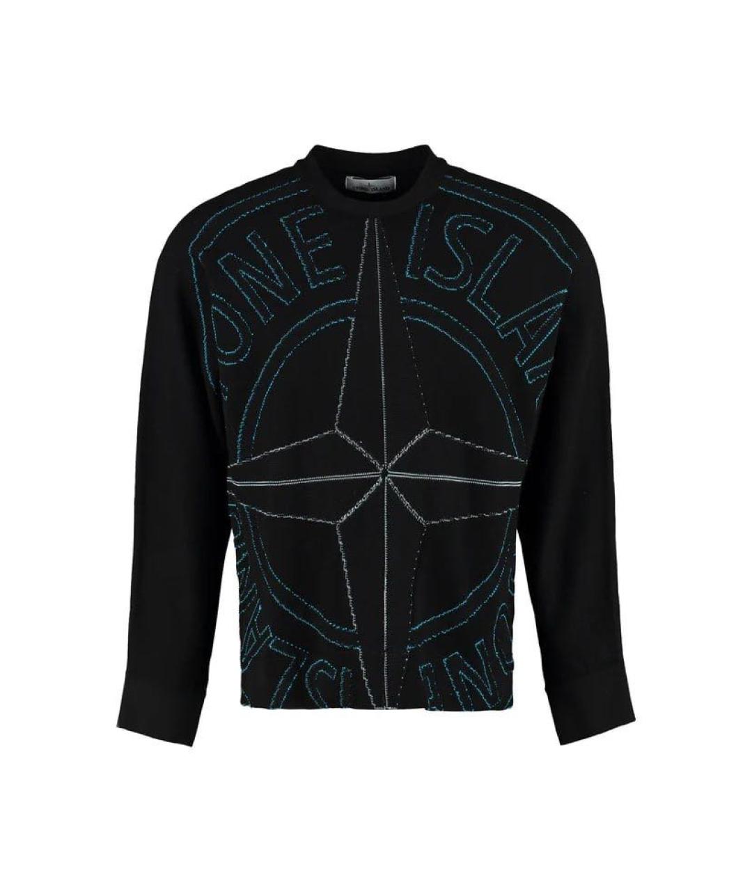 STONE ISLAND Черный хлопковый джемпер / свитер, фото 2