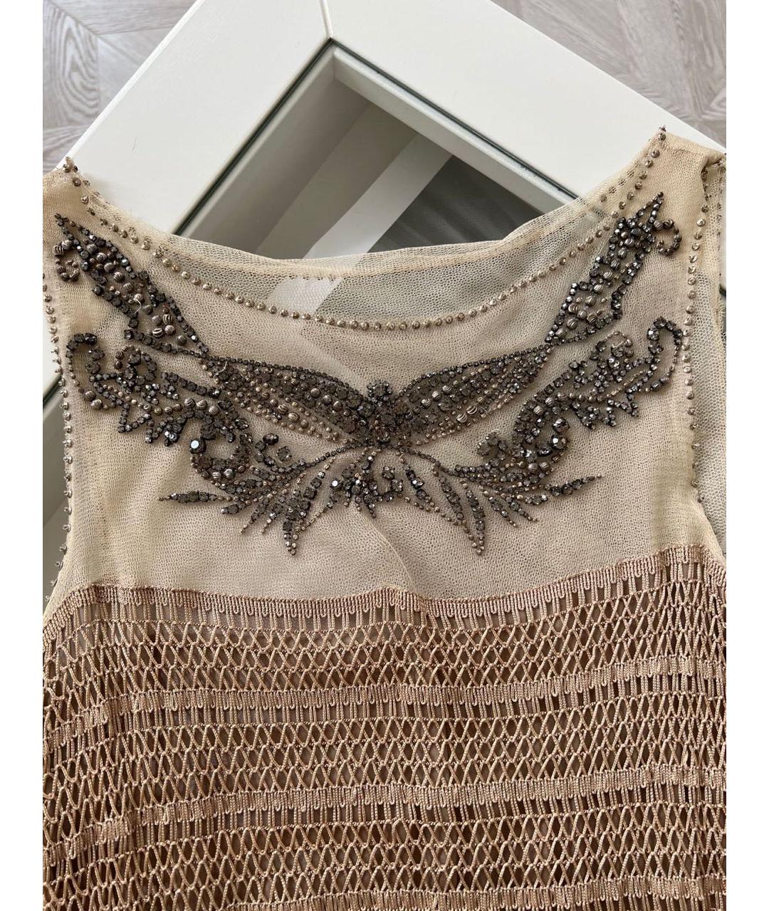ALBERTA FERRETTI Бежевое коктейльное платье, фото 4